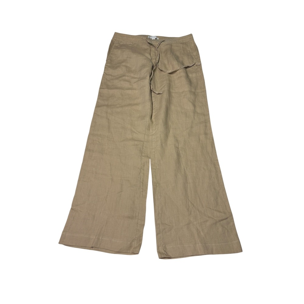 NWT Banana Republic 100% Linen Wide Leg Palazzo Pants Tan Khaki Women 6L W32 L32